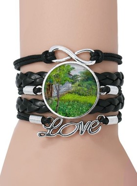 黑色永恒礼品皮革手链