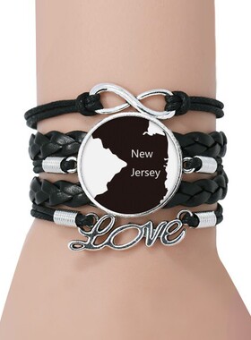 美国黑色永恒礼品皮革手链