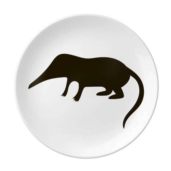 色象鼩动物剪影陶瓷餐盘子8寸月光盘餐具家居礼物学校幼儿园装饰