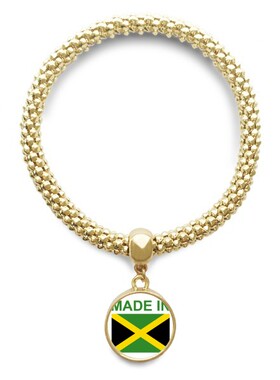 牙买加国旗圆形金属吊坠礼品手链