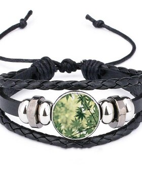 植物图片皮革礼品编制手链