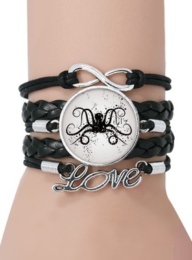 海洋生物黑色永恒礼品皮革手链