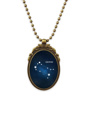 双子座宇宙椭圆形古铜色欧式吊坠