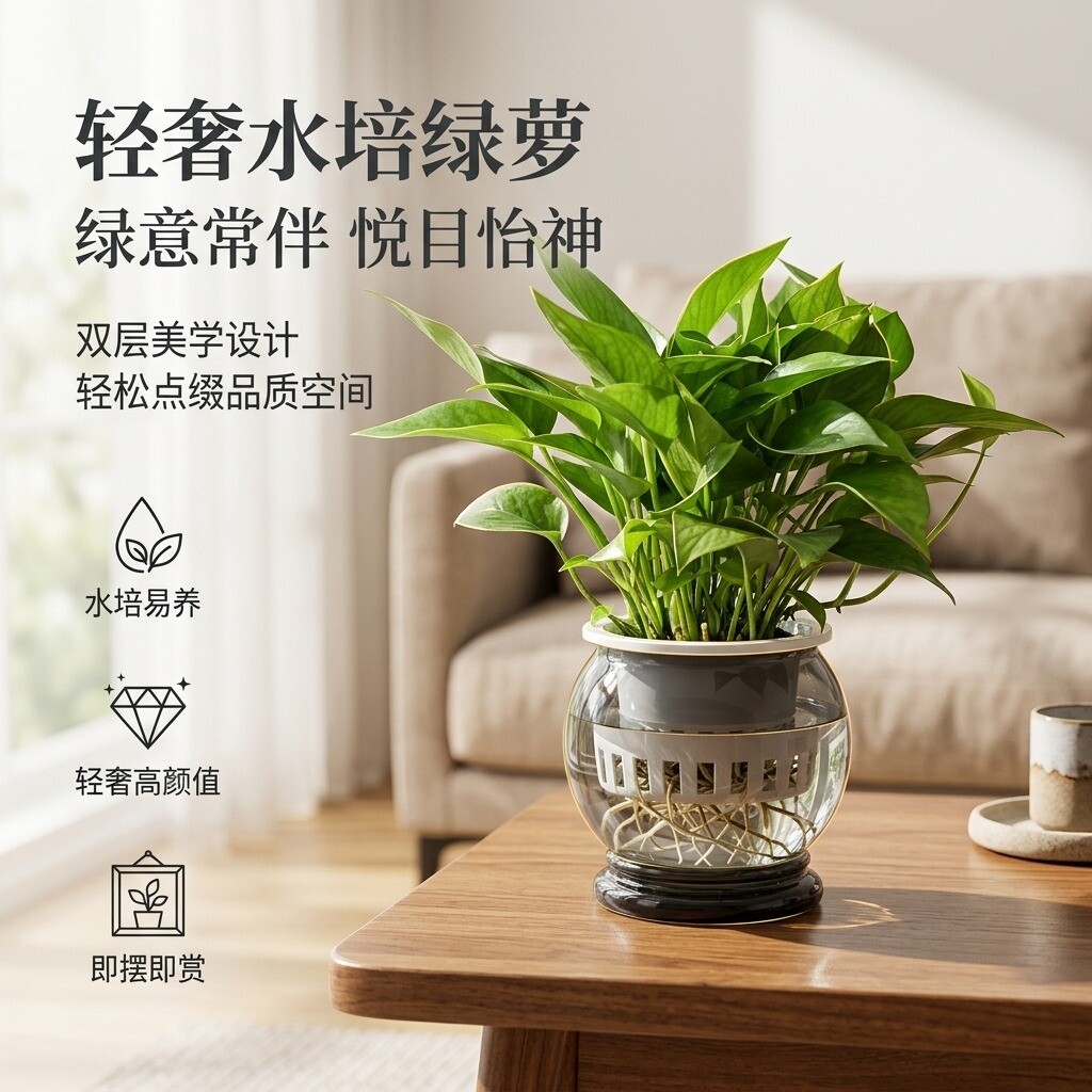 小绿萝曜石黑金盆植物高级感绿植摆件盆栽室内植物批发整箱吸甲醛