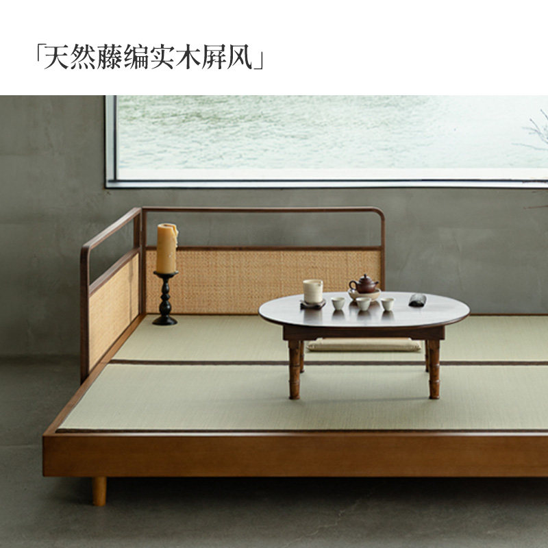 绘家可折叠日式屏风可移动客厅隔断简易遮挡高级感木质家用屏风