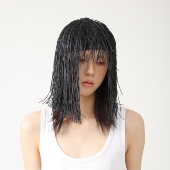 解构设计包头假发帽子手工钩织镂空艺术感长流苏帽男女款 YEZI