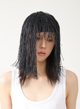 YEZI OD 原创设计镂空假发帽子手工编织网眼透气长短发流苏帽男女