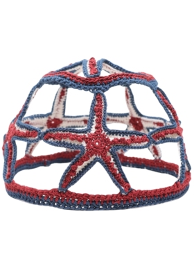YEZI OD 原创复古米字旗针织帽女春夏手工钩织设计感海星镂空帽子