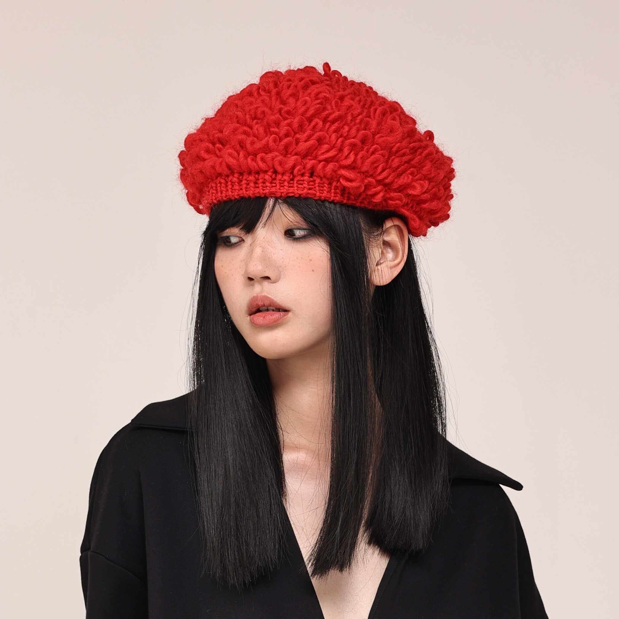 YEZI OD 手工钩织羊毛贝雷帽女冬保暖毛线帽小众时尚泡面头假发帽,服饰配件/皮带/帽子/围巾,帽子,淘宝优惠券,粉丝福利购,淘宝优惠卷