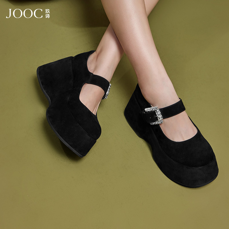 【公主日记】JOOC玖诗法式玛丽珍鞋2025春新款厚底坡跟增高女鞋子