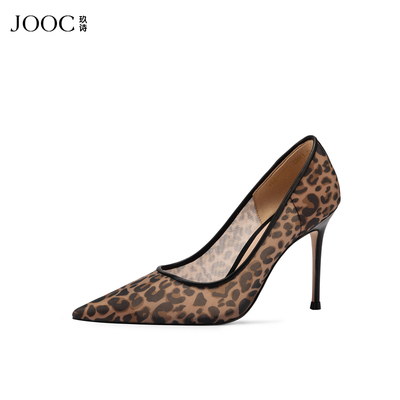 JOOC玖诗气质高跟鞋2026春夏新性感豹纹时尚浅口单鞋尖头细跟女鞋