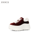 丝绒拿铁 JOOC玖诗新年红复古板鞋 2026春季 新款 厚底丝绒布女鞋