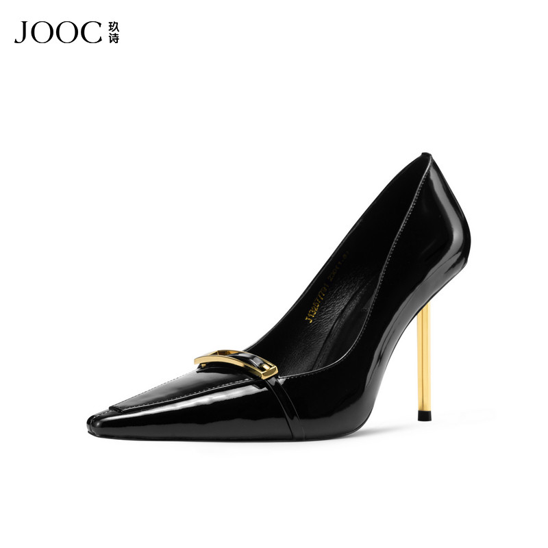 【飒美女主】JOOC玖诗尖头高跟鞋女2026春季新款黑色通勤细跟单鞋