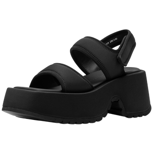 JOOC玖诗魔术贴休闲凉鞋女2026春夏新款性感黑色松糕厚底露趾凉鞋