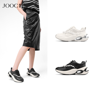 JOOC玖诗珍珠潮酷黑白老爹鞋