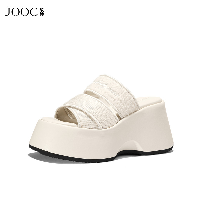 【重工轻奢】JOOC玖诗外穿气质凉拖2026夏季新款羊羔毛露趾拖鞋女,女鞋,其他拖鞋,淘宝优惠券,粉丝福利购,淘宝优惠卷