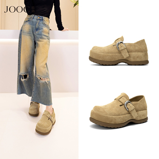 JOOC玖诗时尚单鞋增高勃肯鞋女2026年春季新款厚底两穿全包半拖鞋