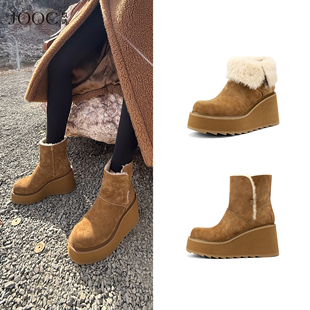 厚底坡跟棉靴 JOOC玖诗可翻折两穿雪地靴2025秋冬新款 摩登视界
