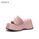外穿柔软舒适露趾百搭拖鞋 时尚 新款 JOOC玖诗天鹅绒布凉拖2026夏季