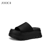 一字拖2026夏季 新款 法式 JOOC玖诗时尚 厚底百搭凉拖外穿沙滩鞋 黑色