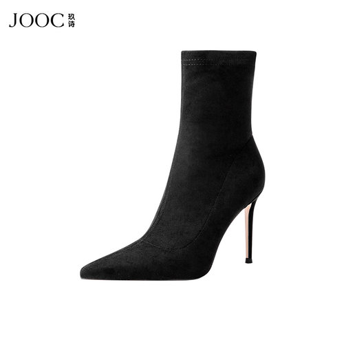 玖诗尖头细高跟高跟小码弹力靴