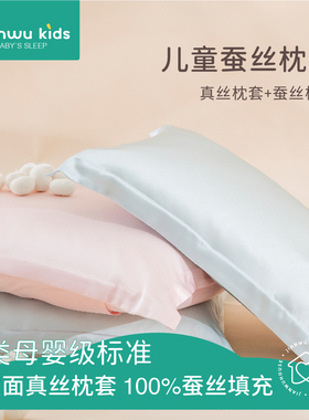 a类儿童真丝枕头宝宝婴幼儿园睡觉专用1岁2岁3到6岁以上蚕丝枕芯