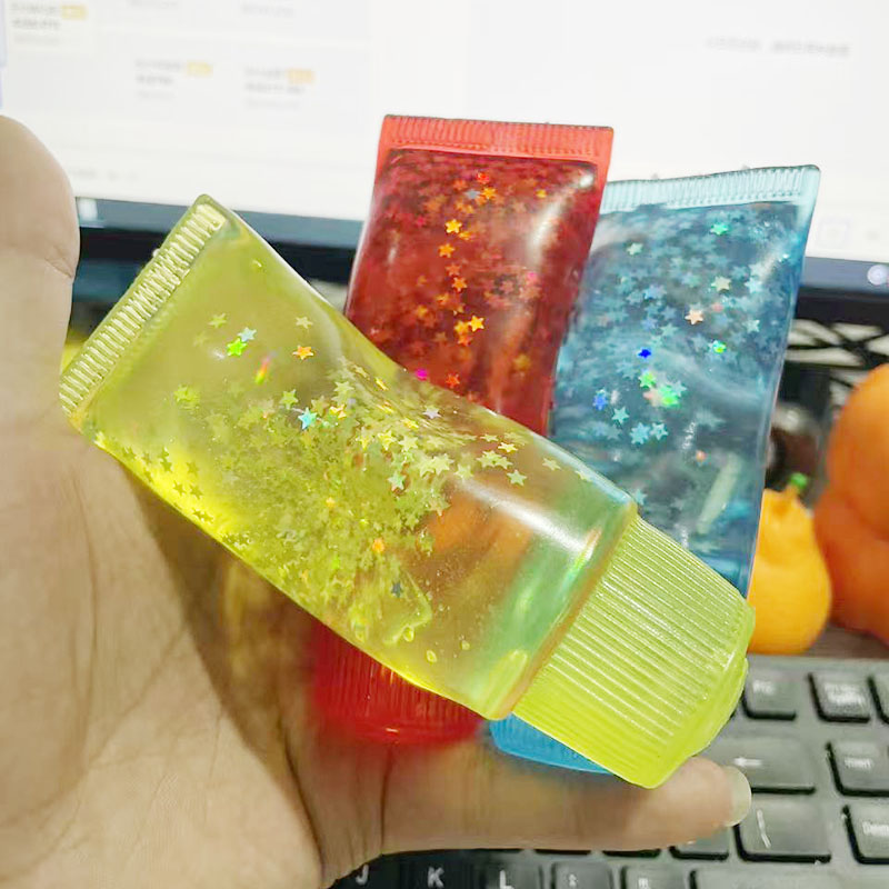 梦幻炫彩麦芽糖牙膏捏捏乐星星闪光仿真牙膏捏捏解压玩具便携摆件