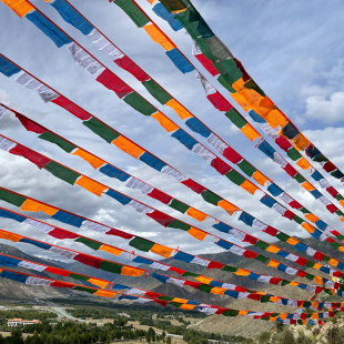 经幡五色旗藏式旌旗布料隆达风马旗五彩旗藏族龙达经番批量发多种