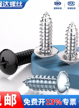 X304不锈钢大扁头自攻螺丝十字大伞头木螺丝蘑菇头螺钉M2M3M4M5M6