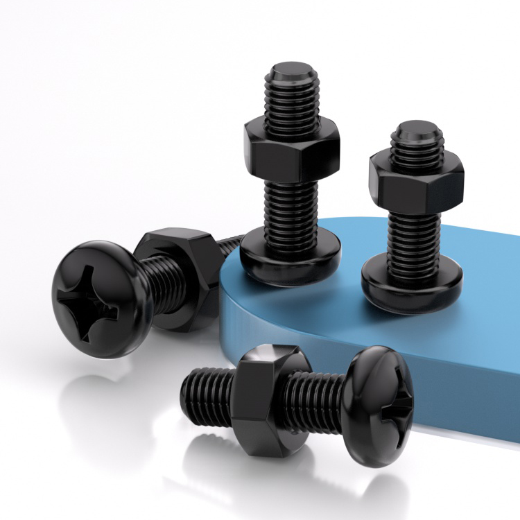黑色304十字小盘头螺丝螺母套装