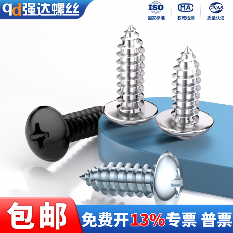 X304不锈钢大扁头自攻螺丝十字大伞头木螺丝蘑菇头螺钉M2M3M4M5M6 - 封面