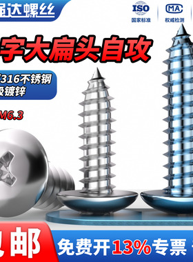 QD8.8级镀锌/304/316不锈钢大扁头自攻大头螺丝钉半圆头木螺丝钉