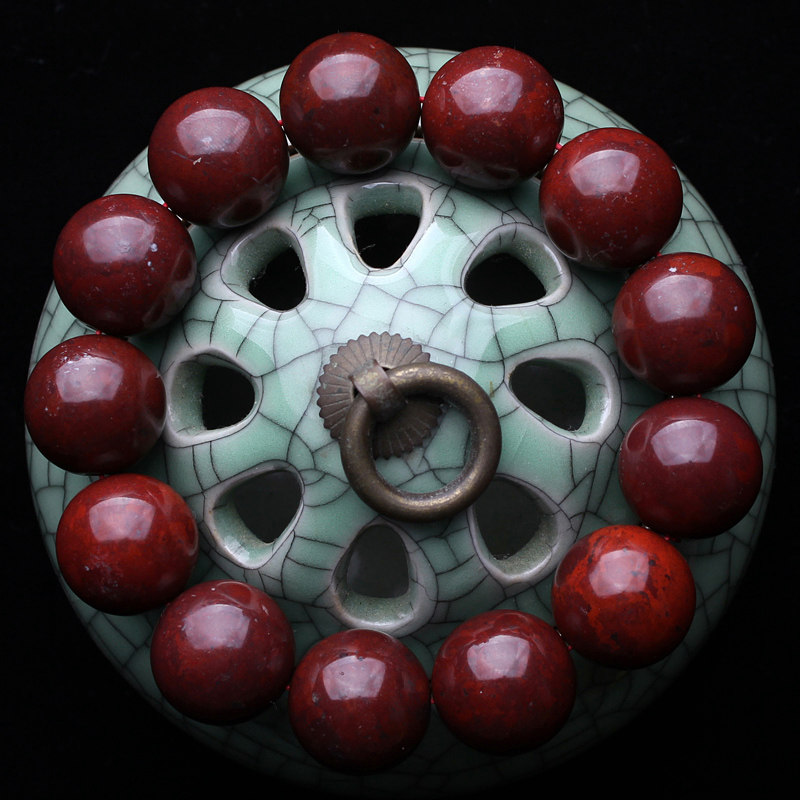 天然红伊丁陨石手链圆珠单圈手串男女款手持件宇宙矿物火星原石