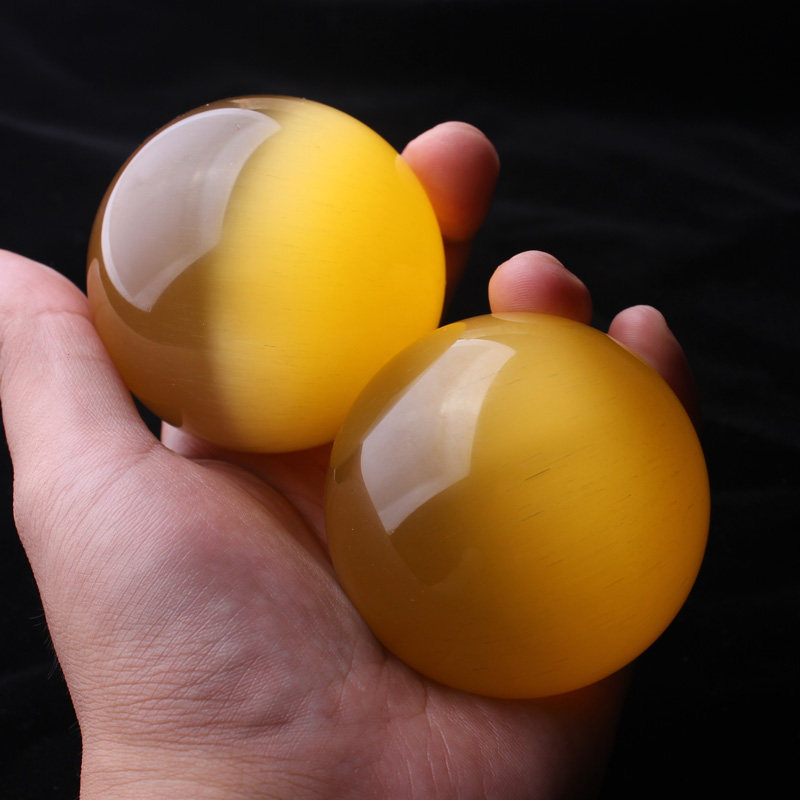 猫眼石黄色猫眼手把球手握球盘玩球把玩球保健按摩球转球练习手球