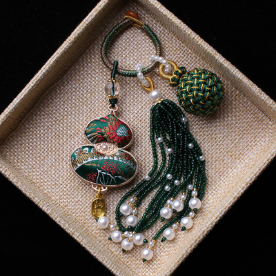 非遗宋锦双面葫芦包包挂件压襟流苏穗子有球必应车挂汉服钥匙挂饰