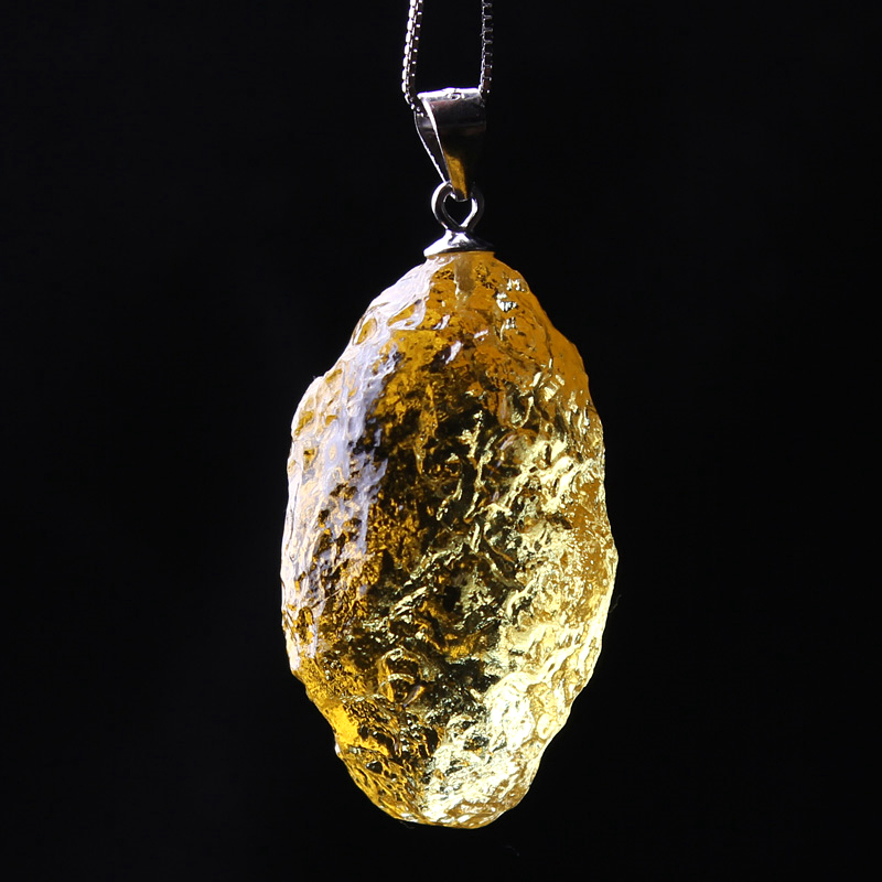 稀少利比亚银镶能量俞辽原石吊坠