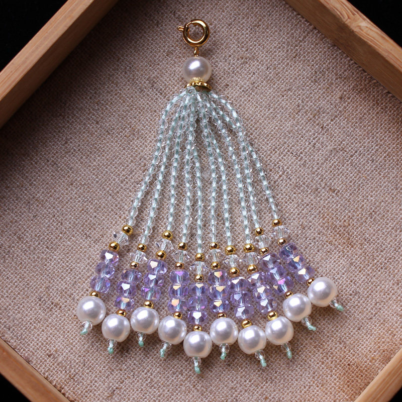 050原创DIY编织水晶流苏穗子包包手机挂件古风汉服扇子配饰配件