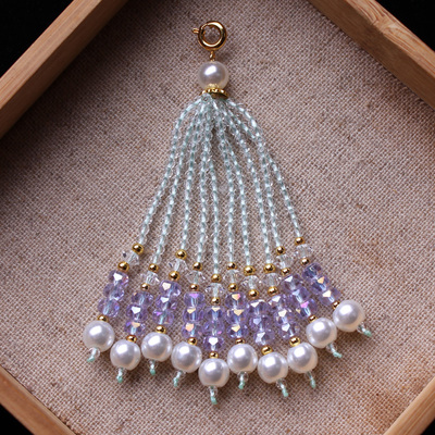 050原创DIY编织水晶流苏穗子包包手机挂件古风汉服扇子配饰配件