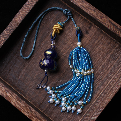 HL12diy成品大漆葫芦编织流苏扇子配饰配件穗子古风汉服包包挂件