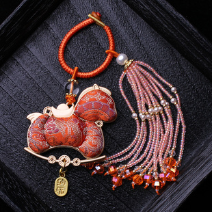 非遗宋锦橙色小马包包压襟挂件旗袍汉服挂饰车挂钥匙扣吊坠马造型