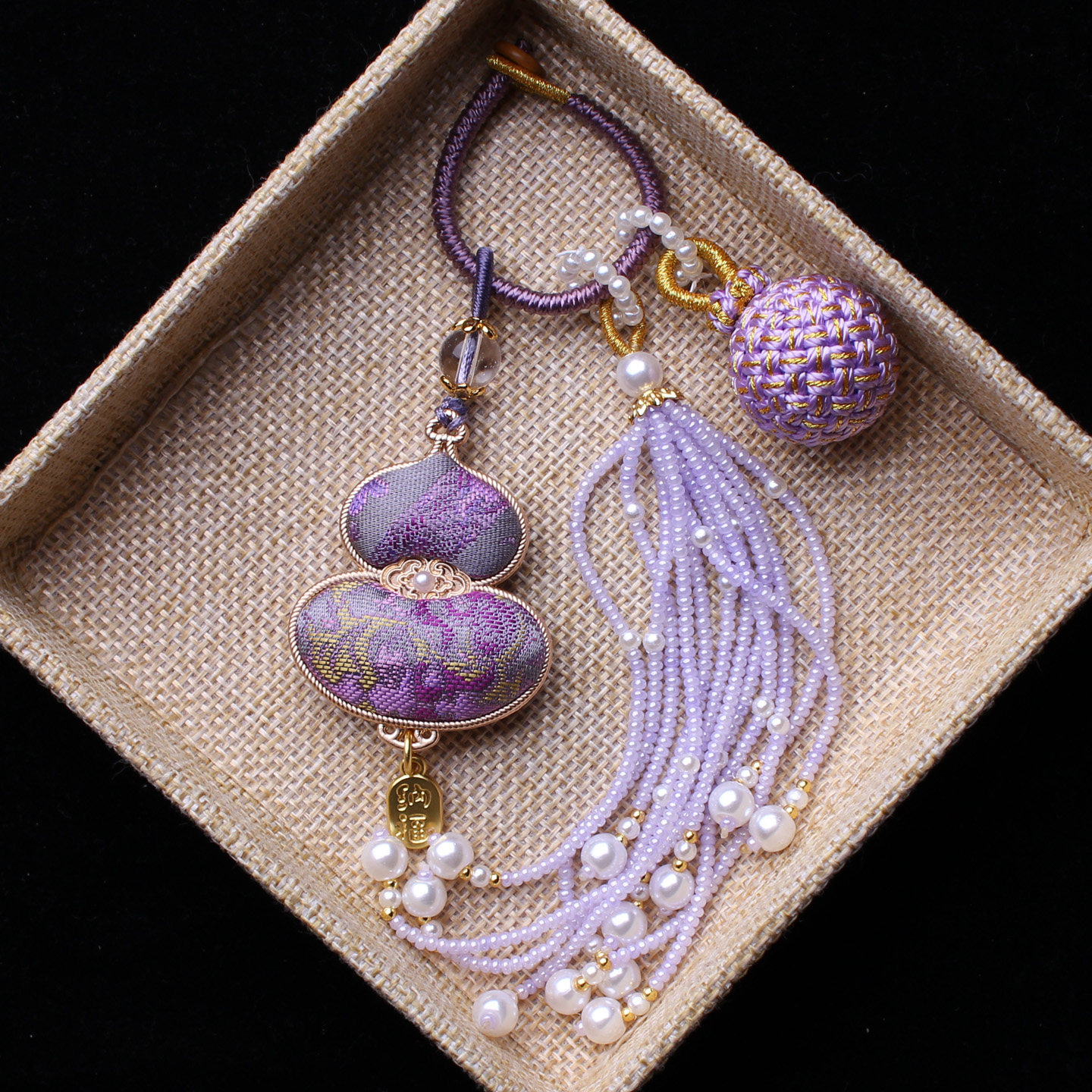 紫色双面葫芦非遗宋锦包挂压襟流苏穗子挂件有球必应汉服钥匙挂饰,饰品/流行首饰/时尚饰品新,压襟挂件,淘宝优惠券,粉丝福利购,淘宝优惠卷