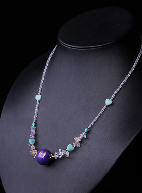 非遗大漆珠项链中国风锁骨链DIY原创设计挂件颈链古风吊坠