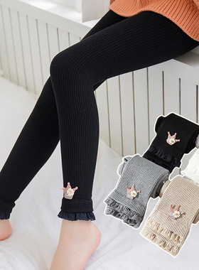 儿童打底裤女童春秋薄款中厚冰丝宝宝灰色2024新款外穿裤子