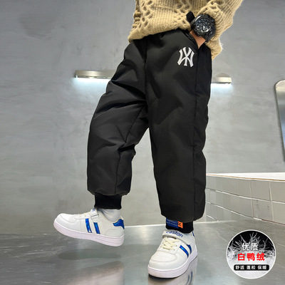 男童羽绒裤子2025新款秋冬儿童一条过冬加厚男孩保暖冬季大童棉裤