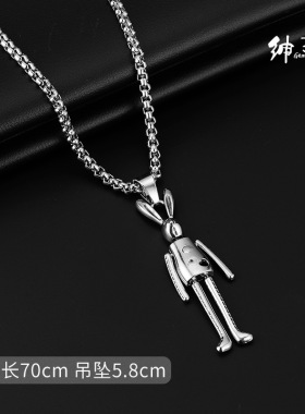 2025秋冬新款绅士兔钛钢项链  四肢可活动个性趣味解压长款毛衣链