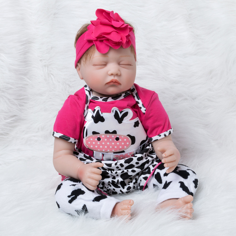 22寸仿真婴儿娃娃衣卡通奶牛短袖T恤PP裤套装 55cm重生娃娃衣服
