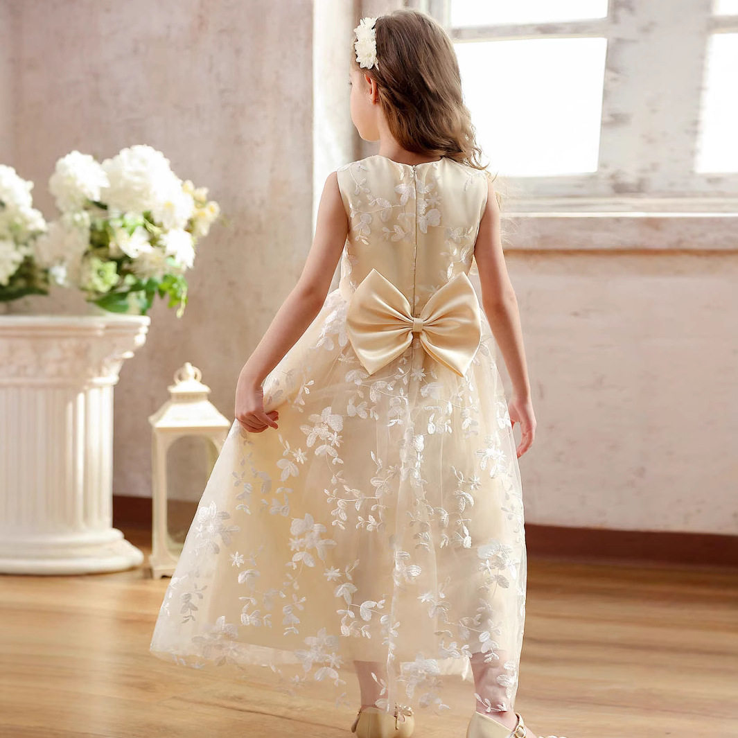 跨境童装亚马逊女童蕾丝无袖连衣裙长款儿童礼服花童婚纱公主裙子,童装/婴儿装/亲子装,儿童礼服,淘宝优惠券,粉丝福利购,淘宝优惠卷
