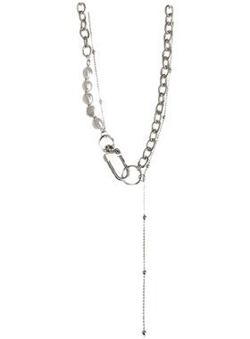 钛钢秋冬字母项链女潮ins嘻哈百搭卫衣链长款毛衣链男小众感