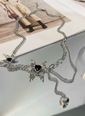 冷淡风蝴蝶珍珠项链女钛钢不掉色小众流行夜市货源百搭时尚锁骨链