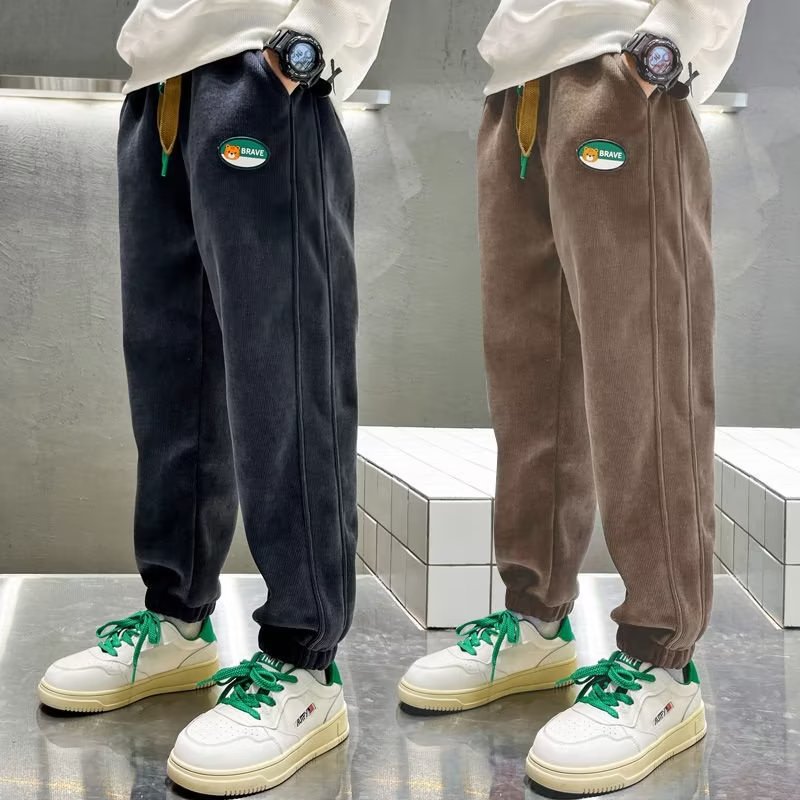 男童裤子春秋款2023秋装新款儿童运动裤中大童男孩灯芯绒休闲裤潮